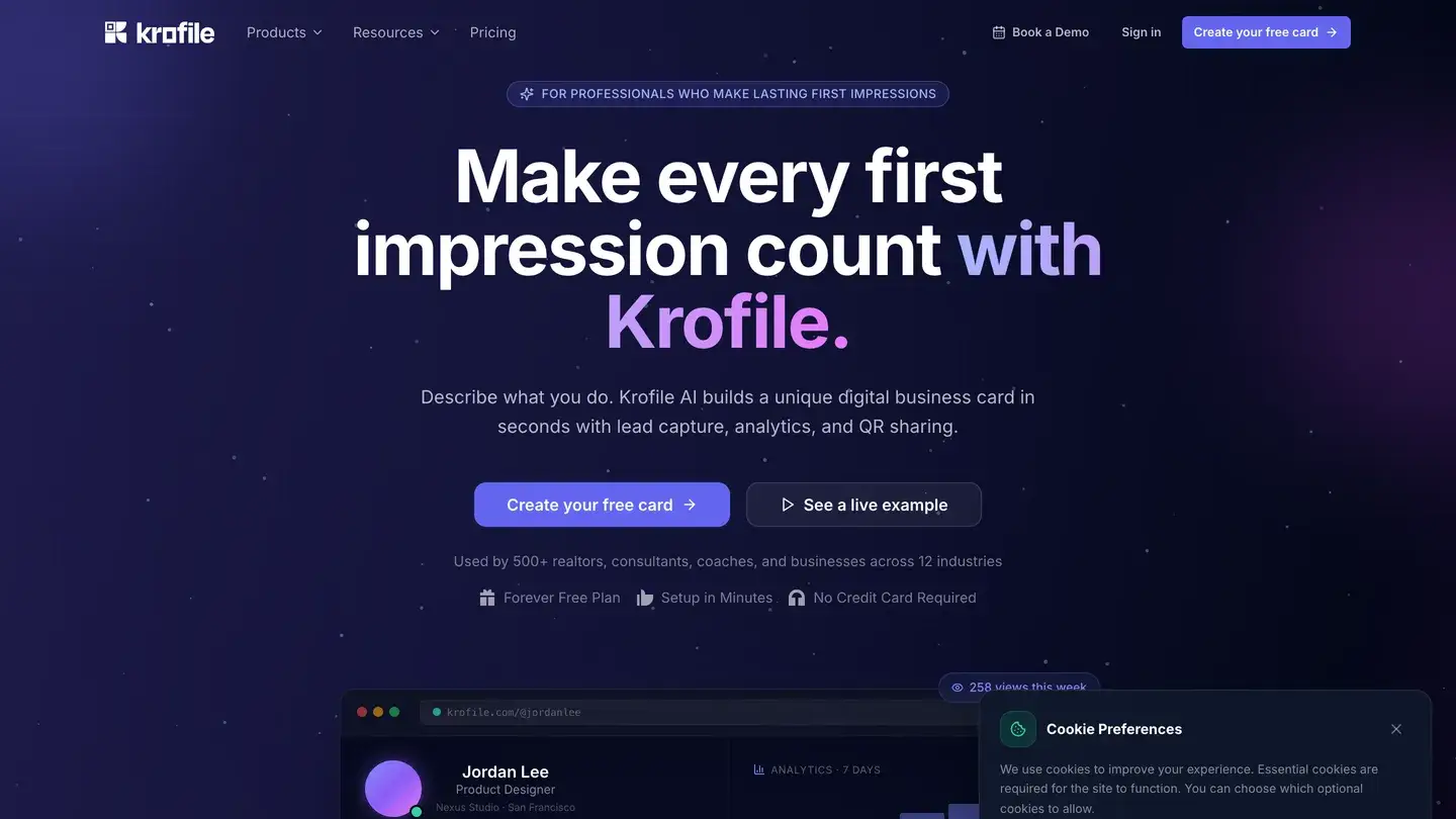Krofile Platform screenshot